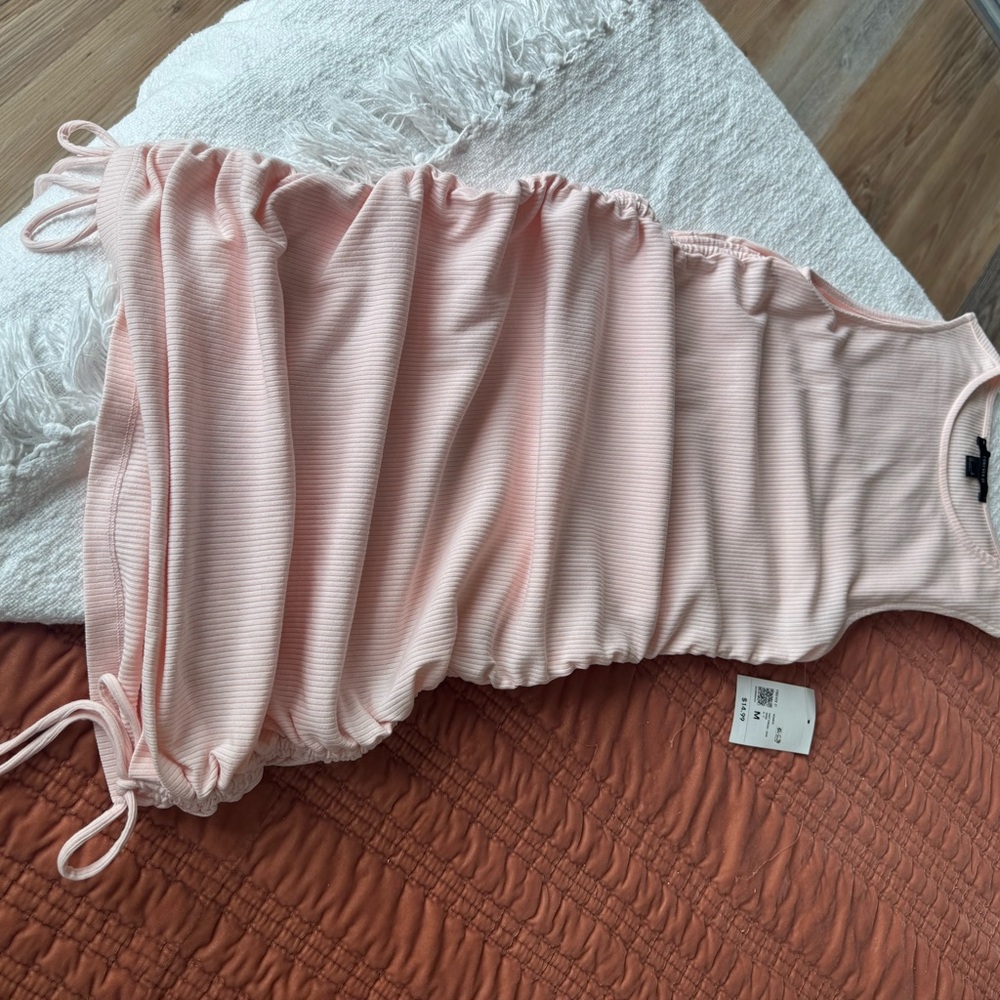 Pink Sleeveless Ruched Dress